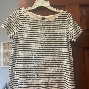 NWT J.Crew navy & white Sequin Top